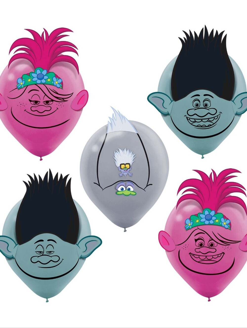 Trolls World Tour Latex Balloon Decorating Kit, 12-Inch, 6-Pack
